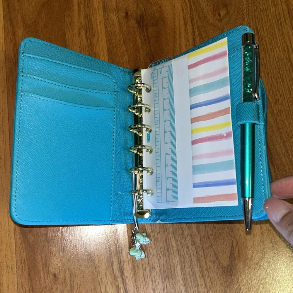 kikki k Teal Vegan Leather Personal Organizer Planner Agenda